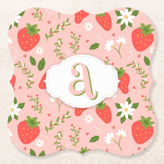 Schattigee Strawberry Pattern Paper Onderzetter (Voorkant)
