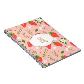 Schattigee Strawberry Pattern Spiraal Foto Notitie Notitieboek (Rechterzijde)