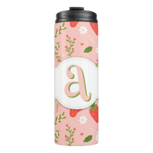 Schattigee Strawberry Pattern Thermal Tumbler Thermosbeker