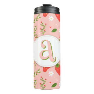 Schattigee Strawberry Pattern Thermal Tumbler Thermosbeker