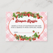 Schattigee Strawberry Roze Luier Raffle Baby showe Informatiekaartje (Voorkant)