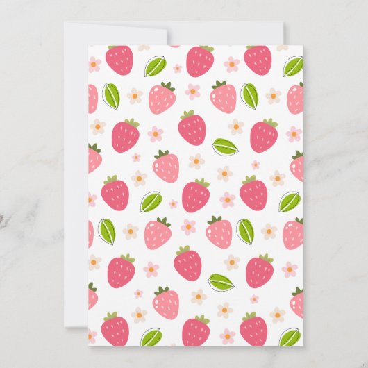 Schattigee Strawberry Roze Meisjes Verjaardagsuitn Kaart (Achterkant)
