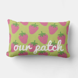 Schattigee Strawberry Thema Groen en Roze "Onze Pa Kussen