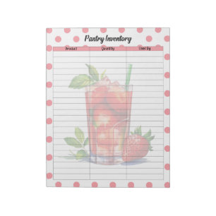 Schattigee Strawberry Treats Pantry Inventarislijs Notitieblok