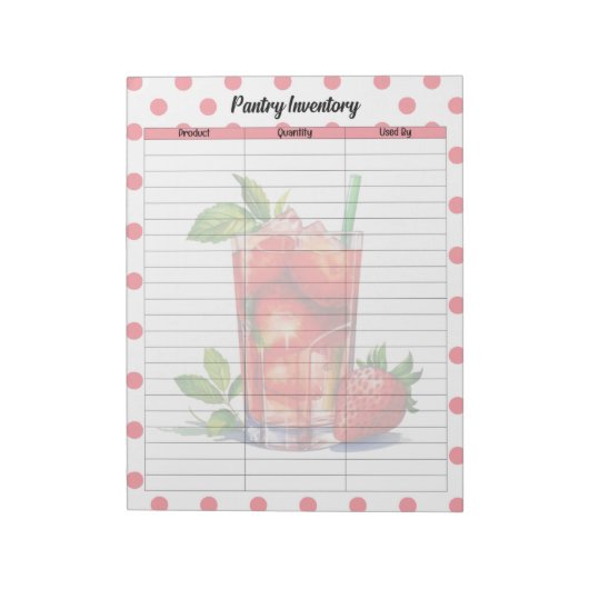 Schattigee Strawberry Treats Pantry Inventarislijs Notitieblok (Linkerzijde)
