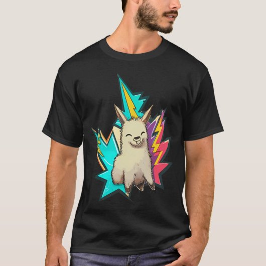 Schattigee Street Art Graffiti Thunder Lama T-shirt (Voorkant)