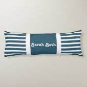 Schattigee strepen, leisteen blauw & wit, jouw naa lichaamskussen (Achterkant)