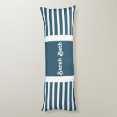 Schattigee strepen, leisteen blauw & wit, jouw naa lichaamskussen (Achterkant (Verticaal))