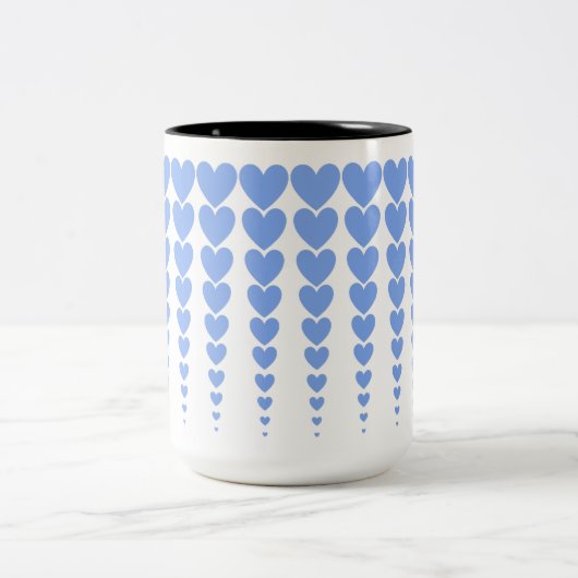 Schattigee String van Warm Periwinkle Blue Heart T Tweekleurige Koffiemok (Center)
