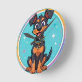 Schattigee striphond met halsband ronde klok (Hoek)