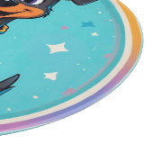 Schattigee striphond met halsband snijplank (Hoek)