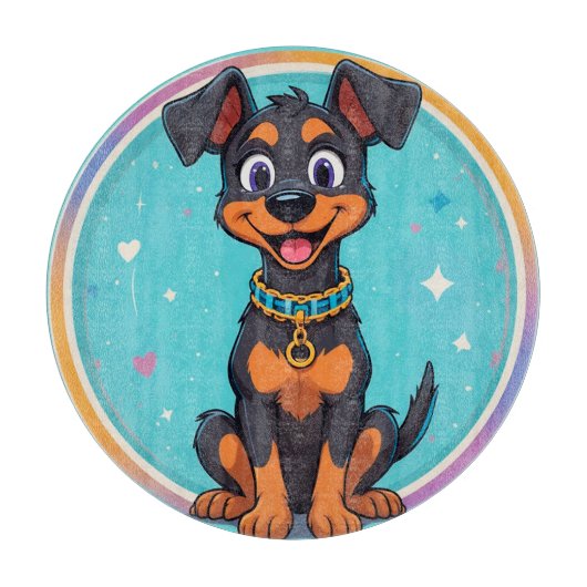 Schattigee striphond met halsband snijplank (Voorkant)