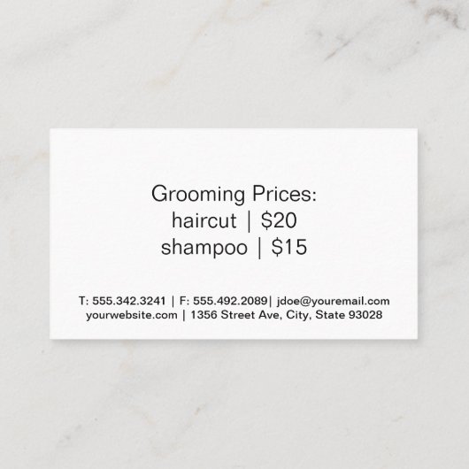 Schattigee striphond | Patroon Visitekaartje (Achterkant)