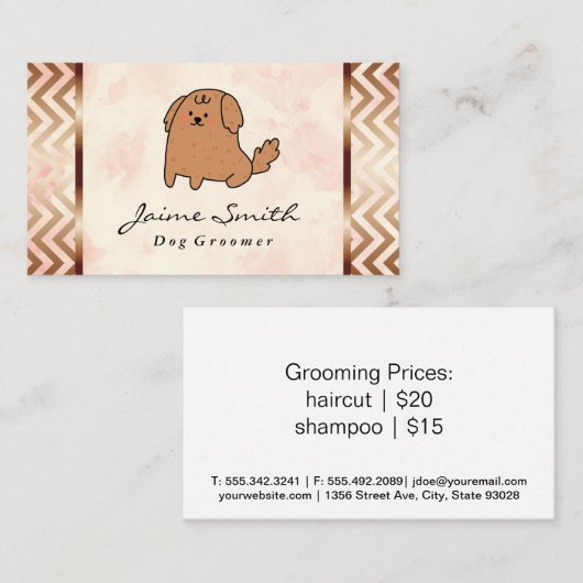 Schattigee striphond | Patroon Visitekaartje (Voorkant / Achterkant)