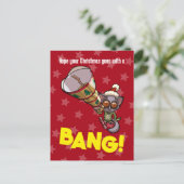 Schattigee Struik Baby Kerst Bonbon Bang! Cartoon Briefkaart (Staand voorkant)