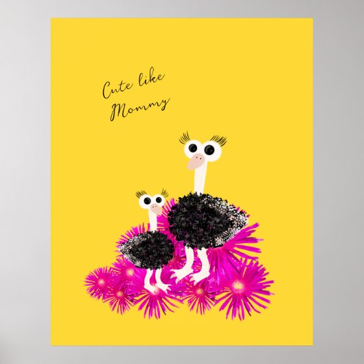 Schattigee struisvogels poster (Voorkant)