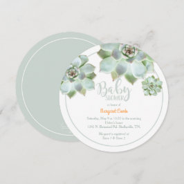 Schattigee succulente Baby shower Kaart