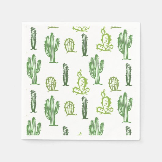 Schattigee succulente groene cactus cocktailpapier servet (Voorkant)
