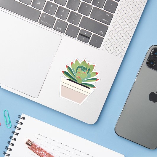 Schattigee succulente Plant Sticker (Laptop met iPhone)