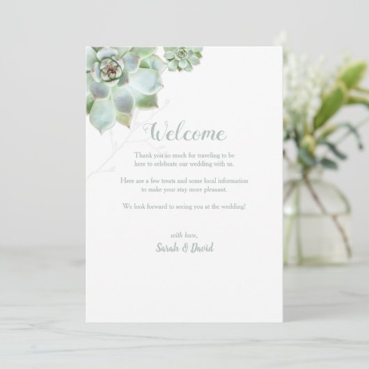 Schattigee Succulente Tuin Huwelijksroute Programmakaart (Staand voorkant)