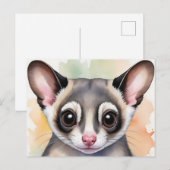 Schattigee Sugar Glider in een dromerige Waterverf Briefkaart (Voorkant / Achterkant)