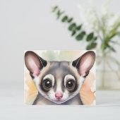 Schattigee Sugar Glider in een dromerige Waterverf Briefkaart (Staand voorkant)