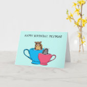 Schattigee Sugar Gliders in Tea Cups gepersonalise Kaart (Gele Bloem)