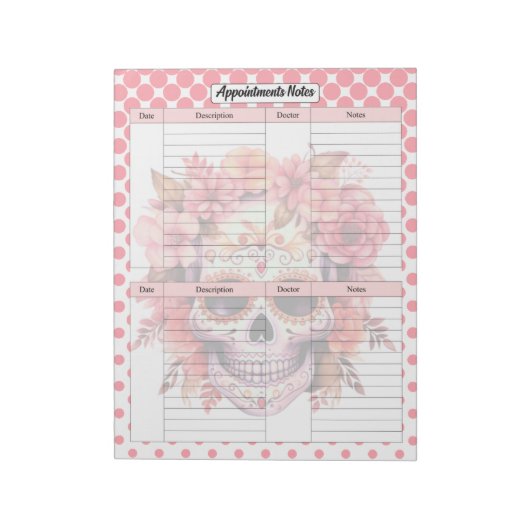 Schattigee Sugar Skull Afspraaknotities Notitieblok (Linkerzijde)
