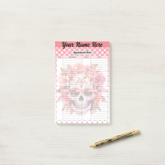 Schattigee Sugar Skull Afspraaknotities Post-it® Notes (Op bureau)