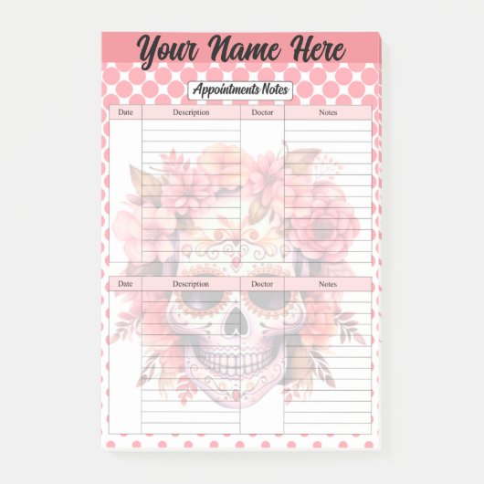 Schattigee Sugar Skull Afspraaknotities Post-it® Notes (Voorkant)