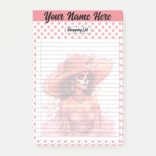 Schattigee Sugar Skull boodschappenlijst Post-it® Notes (Voorkant)