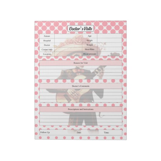 Schattigee Sugar Skull Doctor bezoeken Notitieblok (Linkerzijde)