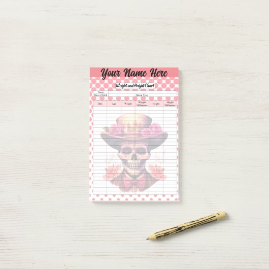 Schattigee Sugar Skull Gewicht en Hoogte Tracker Post-it® Notes (Op bureau)
