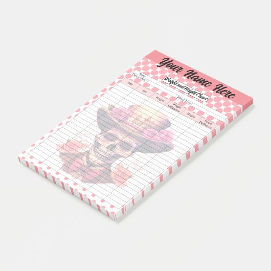 Schattigee Sugar Skull Gewicht en Hoogte Tracker Post-it® Notes (Schuin)