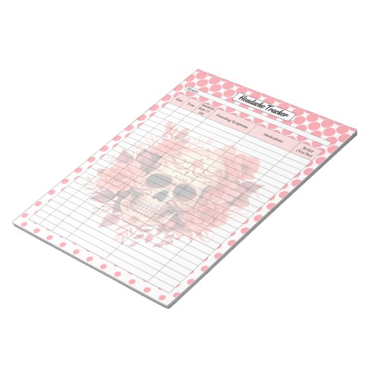 Schattigee Sugar Skull Hoofdpijn Tracker Notitieblok (Schuin)
