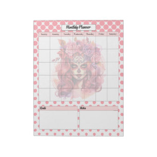 Schattigee Sugar Skull maandelijkse planner Notitieblok