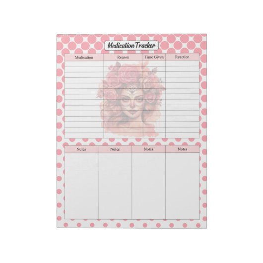 Schattigee Sugar Skull Medicatie Tracker Notitieblok (Linkerzijde)