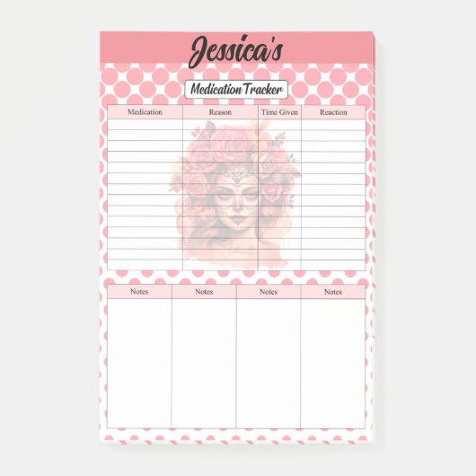 Schattigee Sugar Skull Medicatie Tracker Post-it® Notes (Voorkant)