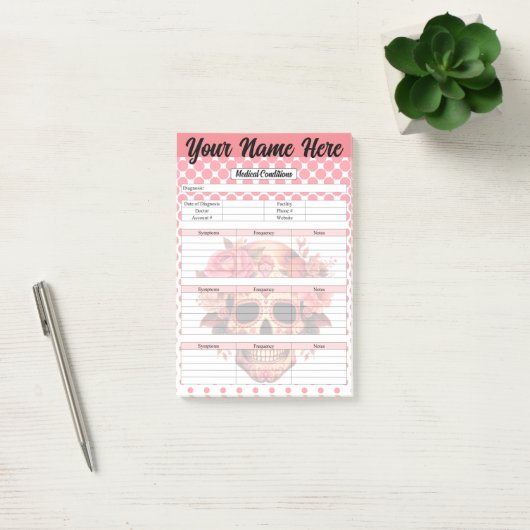 Schattigee Sugar Skull medische conditie notities Post-it® Notes (Kantoor)