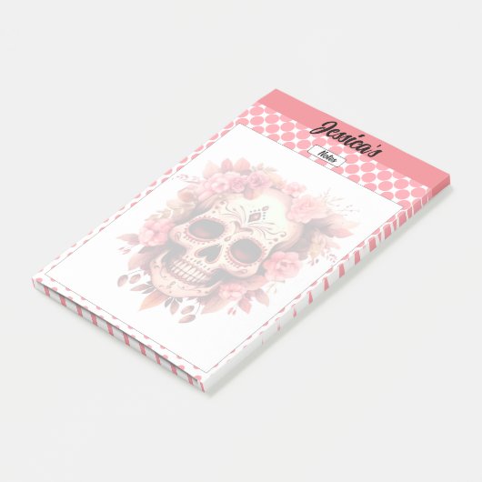 Schattigee Sugar Skull Notities Post-it® Notes (Schuin)