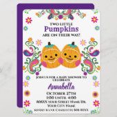 Schattigee Sugar Skull Pumpkin Halloween Baby Twin Kaart (Voorkant / Achterkant)