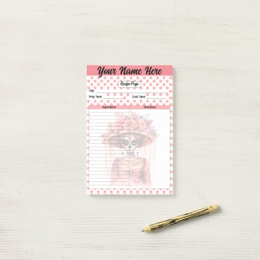 Schattigee Sugar Skull Recept Pagina Post-it® Notes (Op bureau)