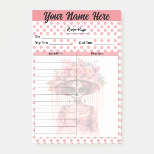 Schattigee Sugar Skull Recept Pagina Post-it® Notes (Voorkant)