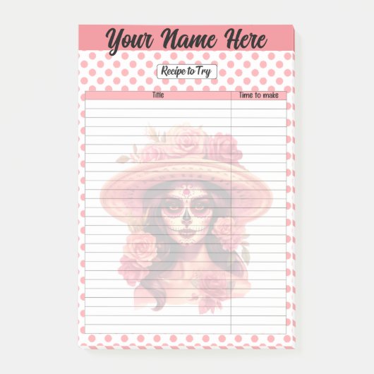 Schattigee Sugar Skull Recept Pagina Post-it® Notes (Voorkant)