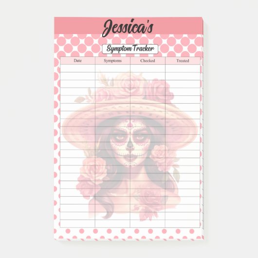 Schattigee Sugar Skull Symptom Tracker Post-it® Notes (Voorkant)