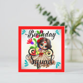 Schattigee Sugar Skull Verjaardag Feestdagenkaart (Staand voorkant)