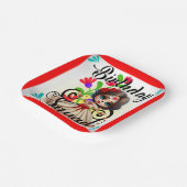 Schattigee Sugar Skull Verjaardag Papieren Bordje (Gebogen)