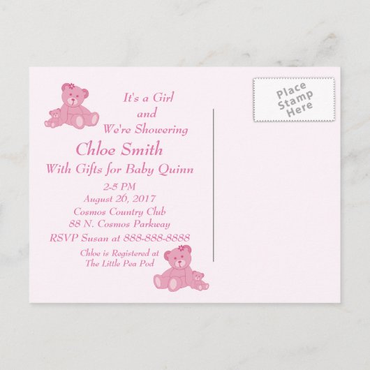Schattigee "Sugar Spice" Baby shower Uitnodiging/B Uitnodiging Briefkaart (Achterkant)