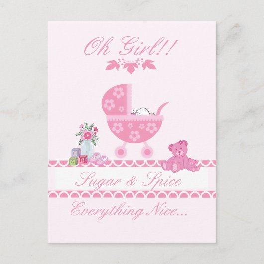 Schattigee "Sugar Spice" Baby shower Uitnodiging/B Uitnodiging Briefkaart (Voorkant)