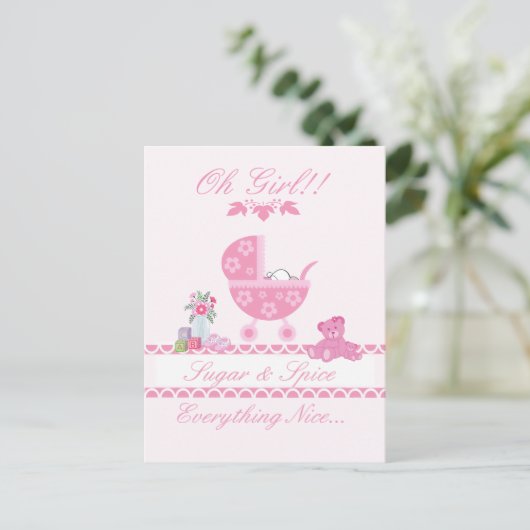 Schattigee "Sugar Spice" Baby shower Uitnodiging/B Uitnodiging Briefkaart (Staand voorkant)